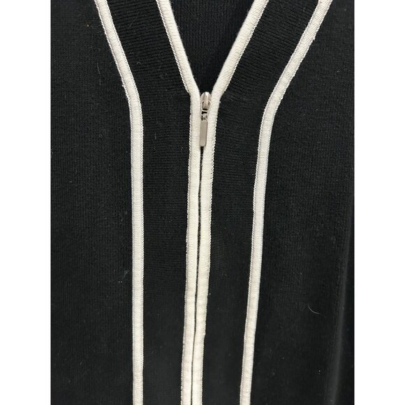 Villager Liz Claiborne Black Zip-Up Cardigan Sweater Size S Modest Minimalist - Picture 4 of 10